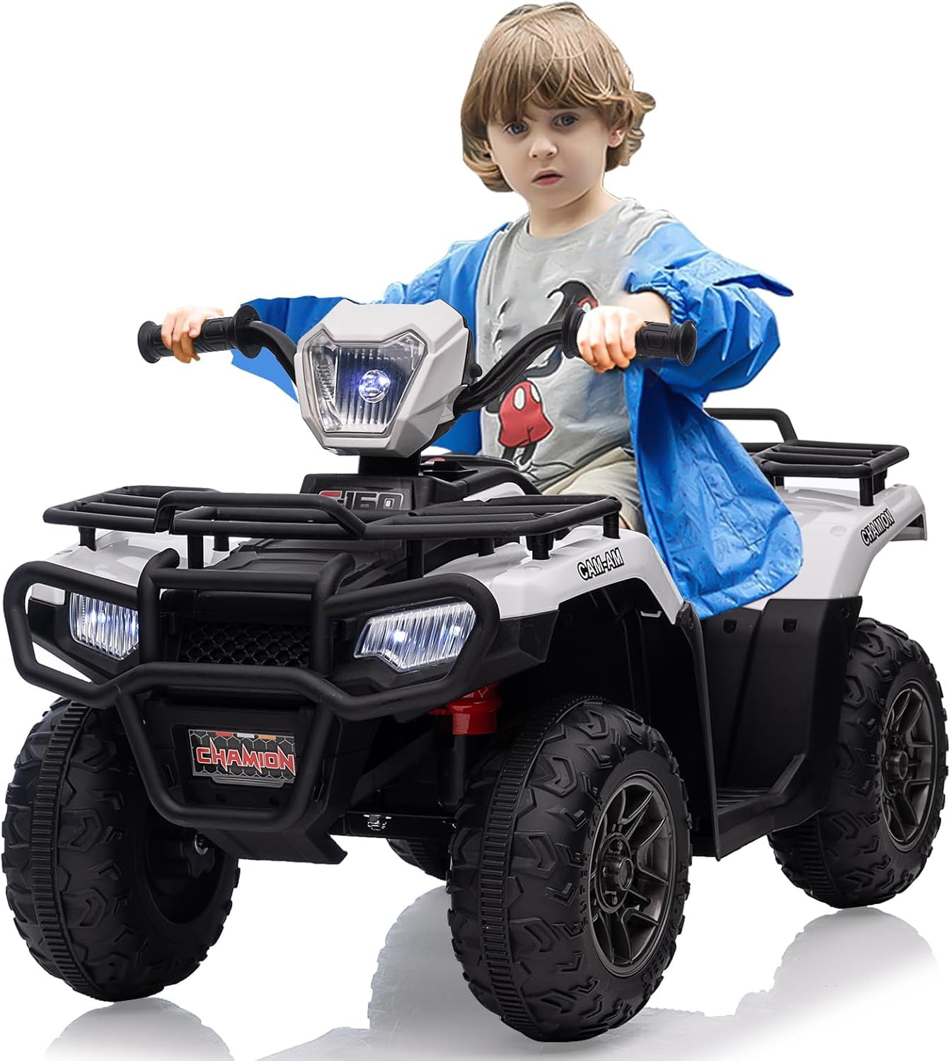 12V Ride on ATV for Kids, Electric Vehicle for Toddlers,High/Low 2.2mph Safety Speed for Child, Forward/Backward,LED Light, Music,USB for Boys Girls Gift