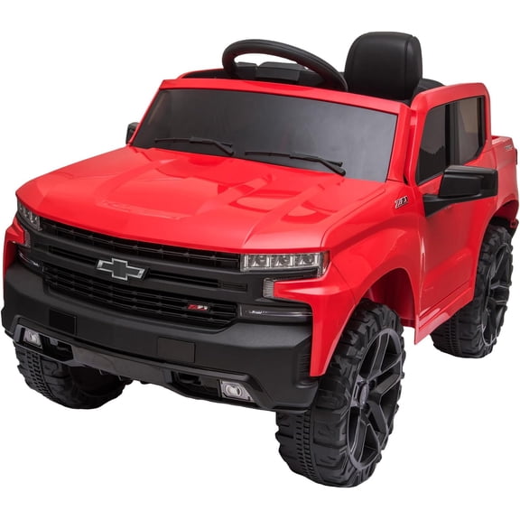 12V Ride on Car,Battery Powered Licensed Chevrolet Silverado GMC Kids Ride On Truck,Toddler Electric Vehicles Toys w/Remote Control, MP3/Bluetooth, Spring Suspension, LED Light (Black)