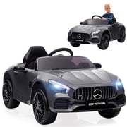 12V Ride on Car for Kids, Licensed Mercedes Benz Battery Powered Electric Vehicle with Remote Control, Leather Seat, LED Lights, MP3 Player, Smooth Start, 3 Speeds