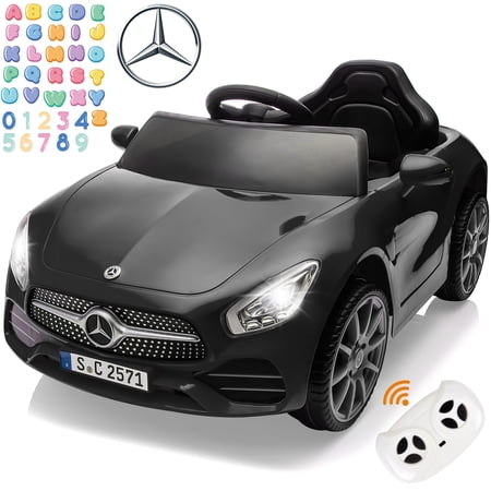 12V Ride on Car Toys, Licensed Mercedes Ride on Car with Remote Control, Powered Kids Electric Vehicle Car with 4 Wheels, Ride on Toys for Kids Toddlers Ages 3-5, Bluetooth, LED Lights, Black
