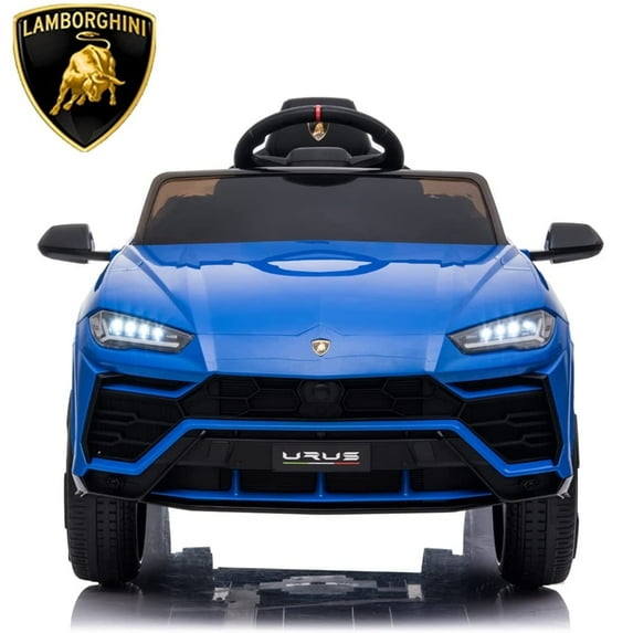 12V Ride on Cars Gift for 3-5 Years Old Boys Girls, Kids Lamborghini Ride on Toys with Remote, Powered Ride on Truck for Kids, Blue Electric Vehicle Ride on Toys w/ LED Lights, MP3 Music