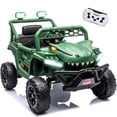thumbnail image 1 of 12V Ride On Cars for Kids, Kids Ride on Toys with Remote Control, Dinosaur Kids UTV Cars, 4 Wheel Suspension Electric Vehicle with Bluetooth, Music, LED, Ideal Gift for Boys Girls 2-4, Green, 1 of 9