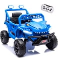thumbnail image 1 of 12V Ride On Cars for Kids, Kids Ride on Toys with Remote Control, Dinosaur Kids UTV Cars, 4 Wheel Suspension Electric Vehicle with Bluetooth, Music, LED, Ideal Gift for Boys Girls 2-4, Blue, 1 of 9