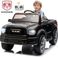 thumbnail image 1 of 12V Ride on Cars with Remote Control, Licensed Dodge RAM 2500 Kids Ride on Toys with Bluetooth, Music, MP3/USB Port, LED Light, 4 Wheeler Kids Electric Cars for Boys Girls Gifts, Black, 1 of 8