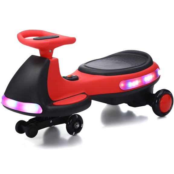 iRerts 12V Electric Wiggle Car for Kids with Pedal, Powered Ride on Toys for Toddlers, 2 in 1 Drifting Swing Car with Bluetooth, Anti-Rollover, Flashing Wheels, for Ages 3+ Gifts, Red+Black