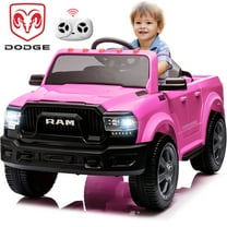 12V Ride on Cars with Remote Control, Licensed Dodge RAM 2500 Kids Ride on Toys with Bluetooth, Music, MP3/USB Port, LED Light, 4 Wheeler Kids Electric Cars for Boys Girls Gifts, Pink