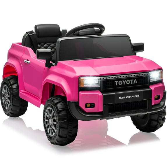 12V Ride on Cars with Remote Control, Licensed Toyota LC250 2024 Ride on Toys Vehicle with Bluetooth, Music, AUX/USB Port, Powered Kids Electric Car for Toddlers Boys Girls Ages 3-5 Gift, Pink