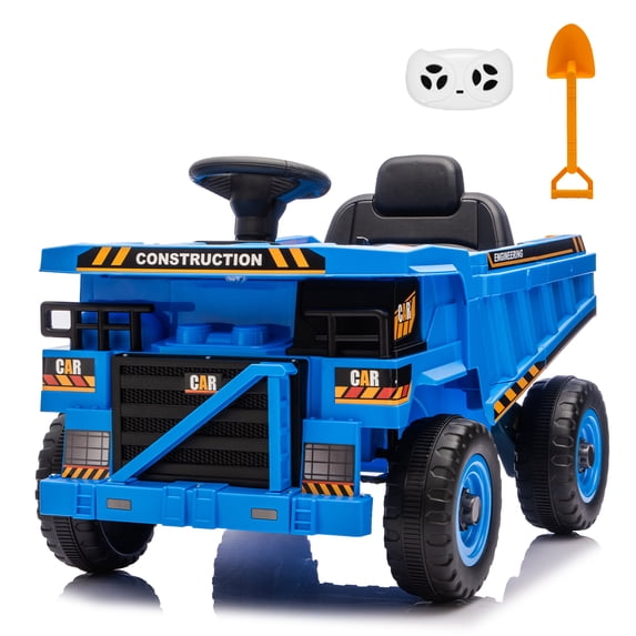 12V Ride On Dump Truck Kids Ride On Car for Kids, Battery Powered Electric Car with Remote Control, Electric Dump Bed, Wear-Resistant Tires, 4 Wheels Tractor Ride On Toys, Blue