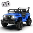 thumbnail image 1 of 12V Kids Electric Vehicles for Kids, 12V Ride on Electric Truck Car w/ Remote Control, Four-wheel suspension, USB, Bluetooth, Power display, lights, Battery Powered Ride on Toys for Boys Girls (Blue), 1 of 9