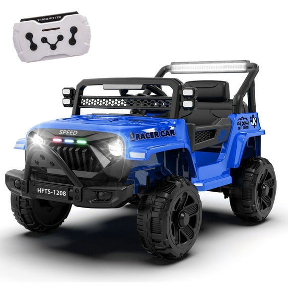 12V Kids Electric Vehicles for Kids, 12V Ride on Electric Truck Car w/ Remote Control, Four-wheel suspension, USB, Bluetooth, Power display, lights, Battery Powered Ride on Toys for Boys Girls (Blue)