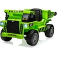 thumbnail image 1 of 12V Ride-On Dump Truck with Remote Control, 4WD Kids Electric Car, Adjustable Dump Bed & Shovel, Bluetooth Music, LED Lights, Two-Speed, Off-Road Ride-On Toy for Kids 4-8, Green, 1 of 7