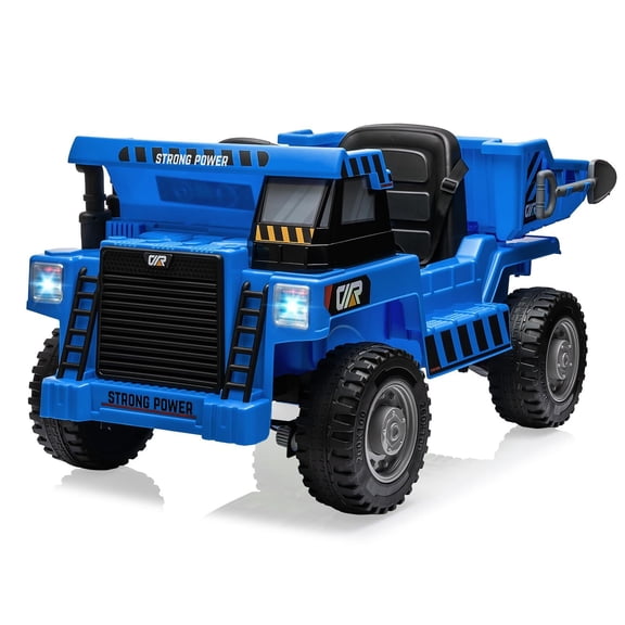 12V Ride-On Dump Truck with Remote Control, Electric Cars for Kids with Dump Bed, Shovel, Ride On Construction Vehicle with USB, Mp3, Music Player