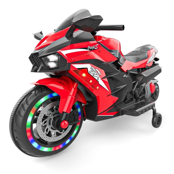 12V Ride On Motorcycle for Kids, Battery Powered Electric 3 Wheels Motorbike with LED Light Wheels, MP3, Bluetooth, up to 110lbs, Gray