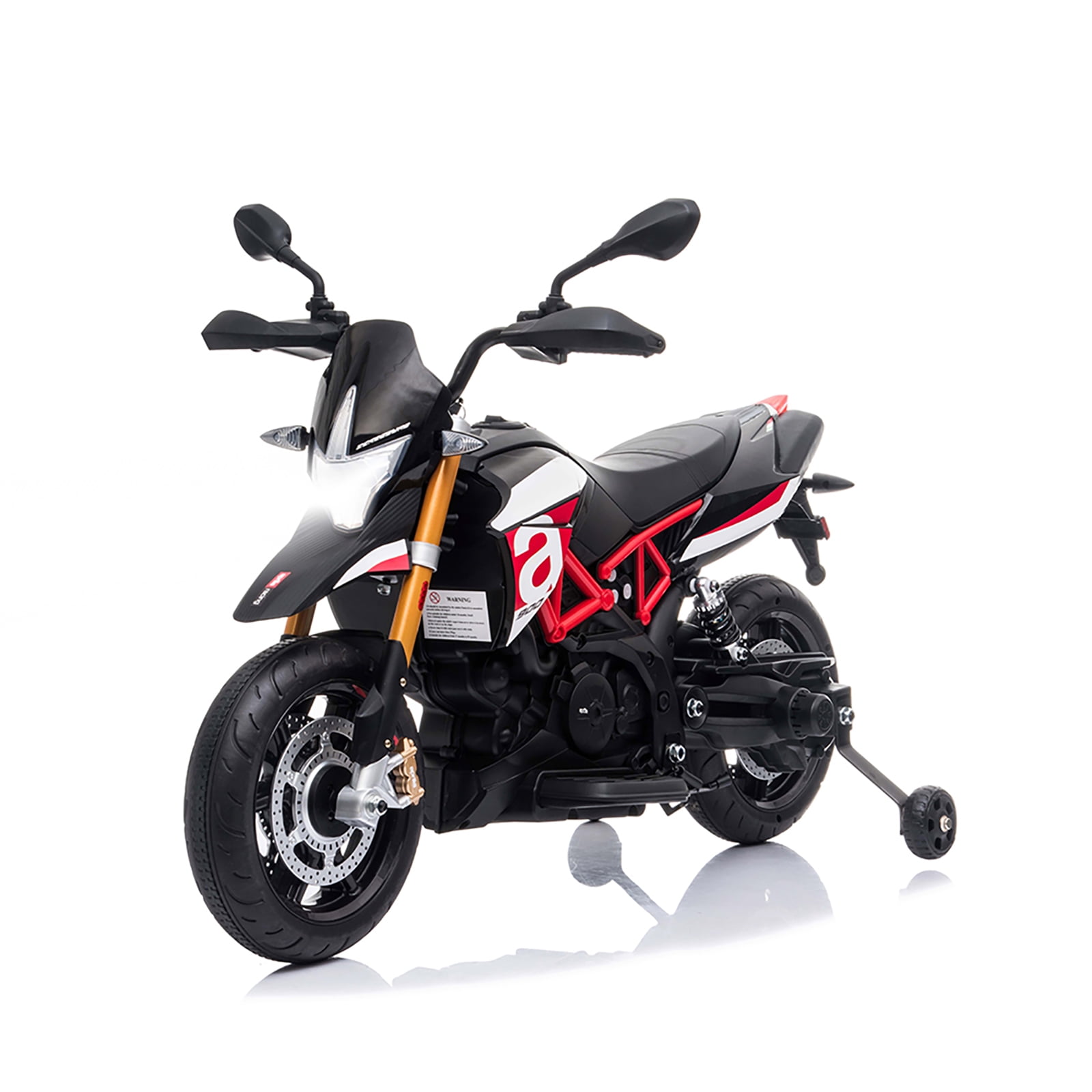 Red 12V Kids Electric Ride-On Motorcycle with Training Wheels