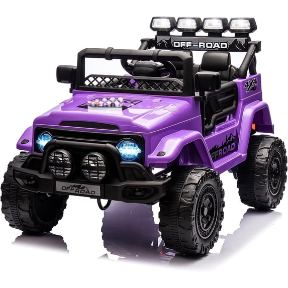 12V Ride On Truck Car 2WD Electric Car with Remote Control, Electric Car for Kids with Spring Suspension, LED Lights, Music, 3 Speeds