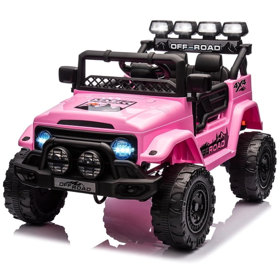 12V Ride On Truck w/Remote, 3-Speed Electric Vehicle, LED Lights, Music, Spring Suspension, RC Car