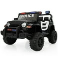 thumbnail image 1 of 12V Ride On Police Car for Girls & Boys, Battery Powered Police Jeep Cop Cars with 2.4G Remote Control,Music, Headlights, MP3 Player and Power Display,Black, 1 of 9