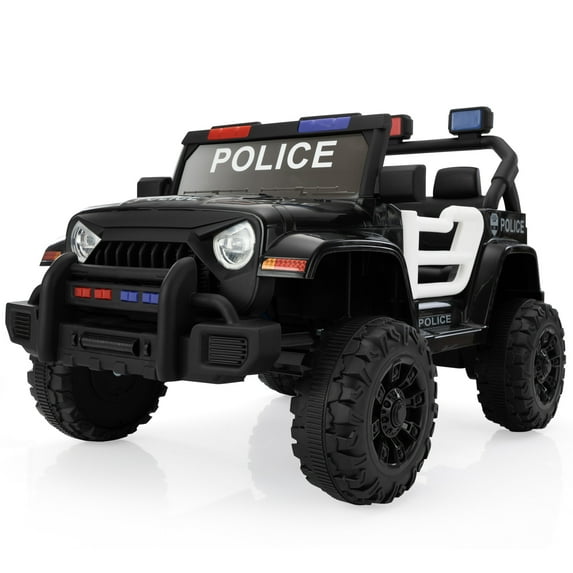 12V Ride On Police Car for Girls & Boys, Battery Powered Police Jeep Cop Cars with 2.4G Remote Control,Music, Headlights, MP3 Player and Power Display,Black