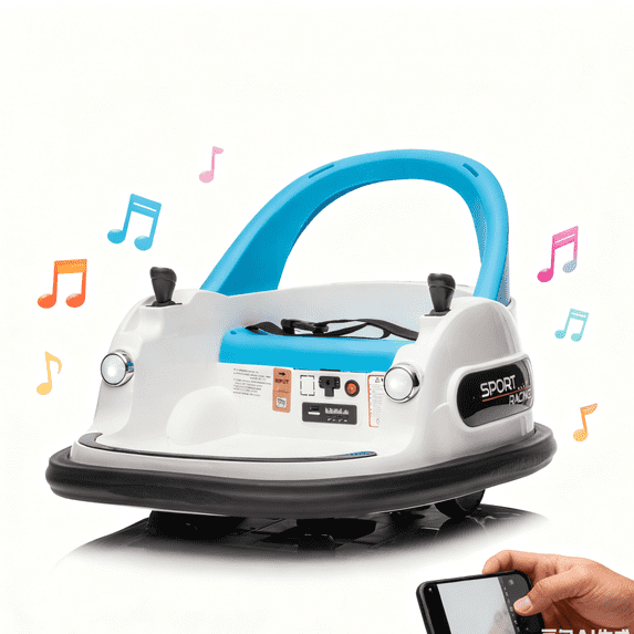 12V Bumper Car Ride on with Remote Control, Toddler Boy Toys Age 3-5 with Anti-Collision Padding, Girl Riding Toys 3-5 with Safety Belt, 360° Spin Ride on Toys with LED Lights, Bluetooth, White