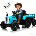 thumbnail image 1 of Xuanlur 24V Powered Ride on Tractor, 24 Volt Ride on Toys Car for Kids with Trailer, Max 5Mph, Remote Control, Music Player, Bluetooth, LED Light, 400W Power Car Wheels-Blue, 1 of 7