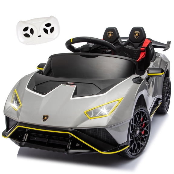 KEEPSUN 12V Ride On Toys for Kids, Licensed Lamborghini Ride On Car w/Remote Control, 3-Speed, Bluetooth & Music, Electric Car for Toddler Ages 2-4, Ideal Gift for Boys Girls - Gray