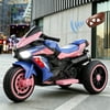 HNH 12V Ride on Motorcycle for Kids, 3 Wheels Battery Powered Motorcycle Toy with Remote Control, Bluetooth, Music, Light