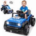 thumbnail image 1 of Xuanlur 2-in-1 12V Kids Ride On Building Block Car, Electric Truck Car/Kart-Switch Freely, DIY Assembly Electric Toy with Parent Remote Control, Toddler Gift Car for Boys Girls Ages 2-4, Blue, 1 of 9
