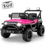 12V Ride on Toys for Toddlers, Ride on Car with Parent Remote Control, Ride on Truck for Boys Girls with Soft Start, LED Lights & Music Player, Pink