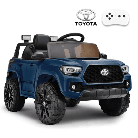 12V Ride on Truck Licensed Toyota Tacoma Battery Powered Toy Car Ride on Car Toy with Remote Control, Electric Vehicle for Kids with 3 Speeds, Blue
