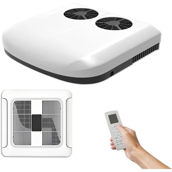 12V Rooftop Air Conditioner, Silent Cooling DC AC Unit with Energy Saving Inverter, Easy Installation for Campers, Semi-Trailers, Vans, Tractors, Motorhomes