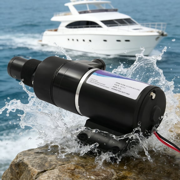 12V Sewage Macerator Pump, 144W Pure Copper Motor, 8.5GPM Flow, 9.84ft Max Head, IP54, Self-Priming Waste Water Pump for RV, Household, Fish Tank