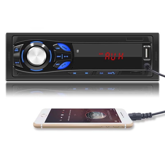 12V Single 1 Din Car Stereo MP3 Bluetooth Player Radio FM Audio In-Dash Digital Display USB/AUX/TF Charging
