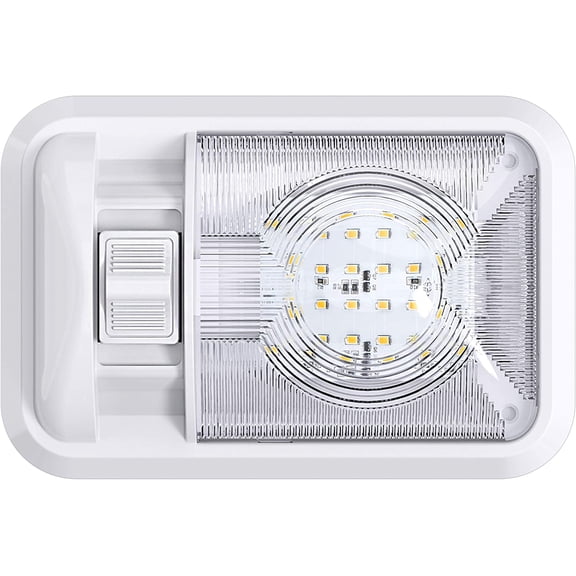 12V Single RV Ceiling Dome Light with Switch, 300LM LED Interior Lamp for Trailers and Campers