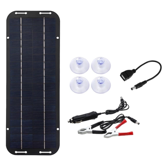 12V Solar Panel Kit IP65 Waterproof Trickle Battery Charger Maintainer with PET Poly line Cells for Car RV Motorcycle Boat Tractor Snowmobile for Camper, Portable Design w