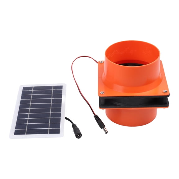 12V Solar Power Exhaust Fan Kit Round Duct Ventilation System With 10W Solar Panel For RV Attic Greenhouse Marine Boat Ventilator Air Circulation Cooling System(orange)