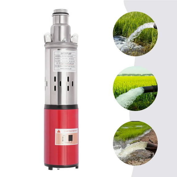 12V Solar Submersible Pump Deep Well Water DC Pump Stainless Steel 1500L/H