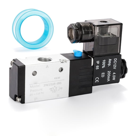 12V Solenoid Valves For Pneumatic Systems 2 Way 3 Position Air Flows Control Alloys Body With 1/4" Ports