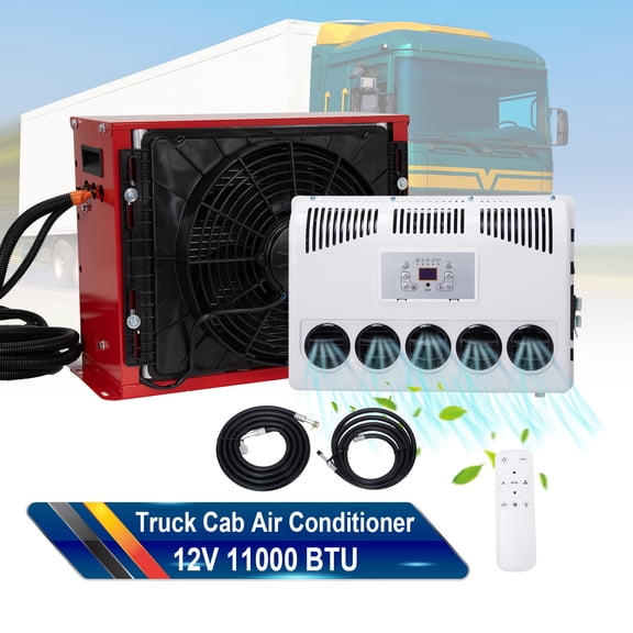 12V Split Air Conditioner Kit, 11000 BTU DC Powered AC for Semi Trucks, RVs, Sleeper Cabs, and Construction Vehicles