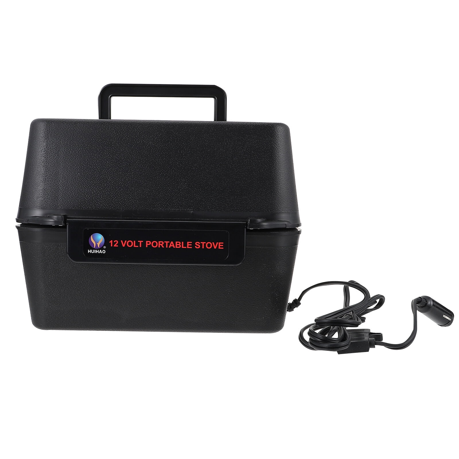 12V Stainless Steel Portable Stove 180W Heated Electric Lunch Box Camping Cookware for Picnic Outdoor Home (Black)