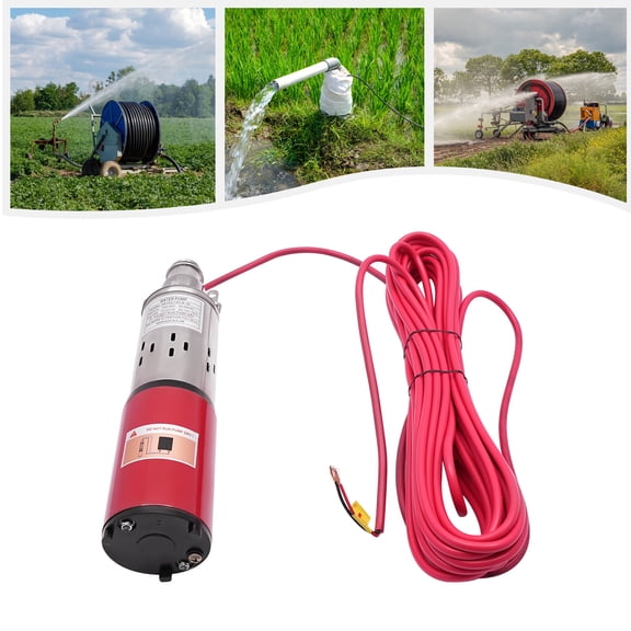 12V Submersible Deep Well Pump 180W  2300L/H 20m Head Stainless Steel Water Pump with IP65, Solar Powered DC Pump for Well Irrigation Garden, Livestock Watering, 15m Cable