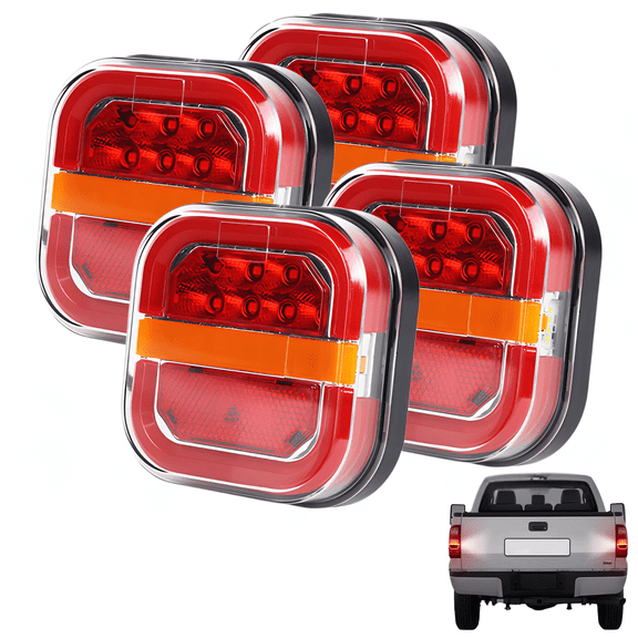 12V Submersible Square Led Trailer Light,Red White LED Stop Turn Tail License Brake Running Light Lamp for Trailers Under 80" Boat Trailer Truck Marine Camper RV Snowmobile,IP68,DOT Compliant(4PCS)