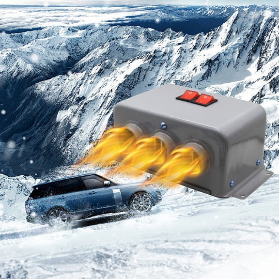 12V Three Hole Car Heater Defroster Metal Material Turbine Fan Fast Heating Defogger Universal Fit for All Cars