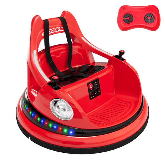 12V Toddler Bumper Car Ride-On Toy with Remote Control, 360° Spin, LED Lights, Music – Ages 1.5-5