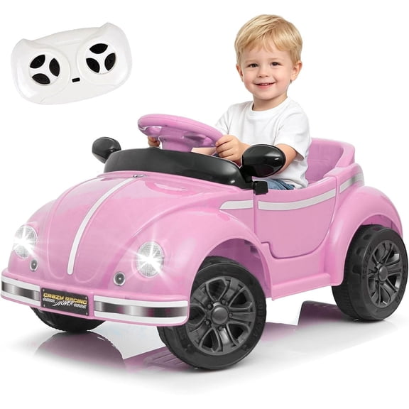 12V Vintage Kids Ride On Car, 2.4G Remote, LED Lights, Bluetooth, Ages 2-4