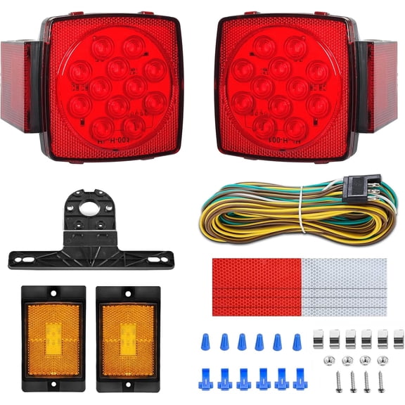 12V  Trailer Light Kit,  Bright Submersible Boat Trailer Lights, Utility  Turn Tail Lights for Camper , RV Snowmobile, DOT Compliant, IP68