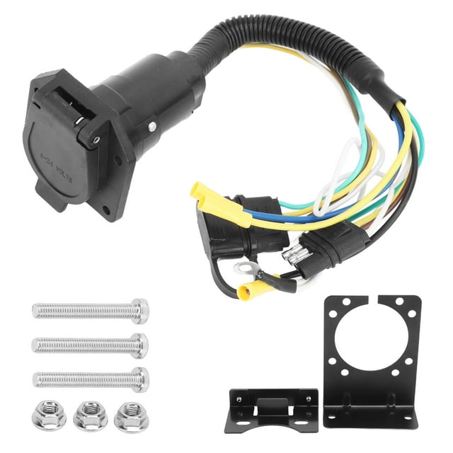 12V Trailer Wiring Adapter 4 Way Flat to 7 Way RV Blade Stable Towing for Heavy Light Duty