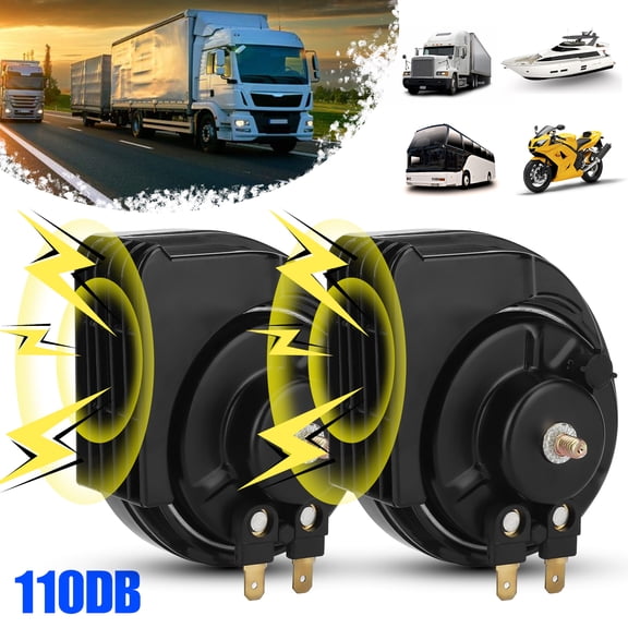 12V Train Horns for Trucks, Lingsida Car 2pcs DC12V Tweeter and Woofer, Auto Car Snail Horn Compact Horn Car Horns Loud Dual-Tone Waterproof Auto Horn Electric Air Horn Kit for SUV Car Boat Motorcycle