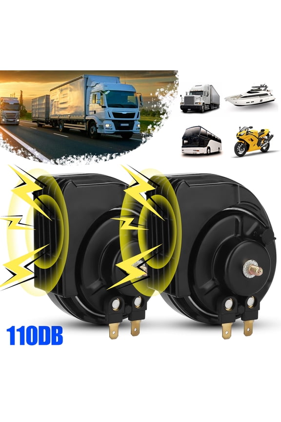 12V Train Horns for Trucks, Lingsida Car 2pcs DC12V Tweeter and Woofer, Auto Car Snail Horn Compact Horn Car Horns Loud Dual-Tone Waterproof Auto Horn Electric Air Horn Kit for SUV Car Boat Motorcycle