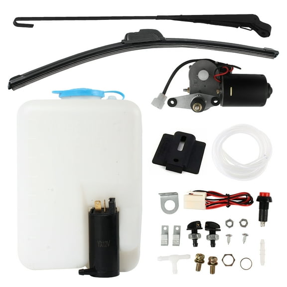 12V UTV Electric Windshield Wiper Motor Kit with Washer Pump,Universal Golf Cart Power Wiper Kit Compatible with Polaris RZR Ranger General Can Am X3 Defender Commander