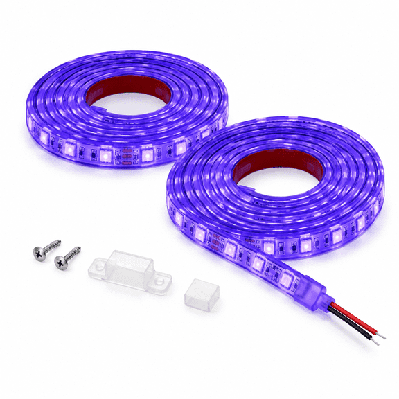 12V UV Blacklight LED Light Strip 2 Pack 6.56ft for Marine and Off-Road Use